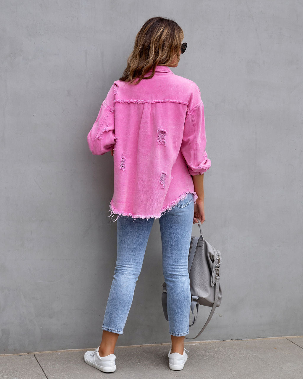 Fashion Ripped Shirt Jacket Female Autumn And Spring Casual Tops Womens Clothing - 𝓢𝓱𝓸𝓹𝓵𝓮𝓬𝔂