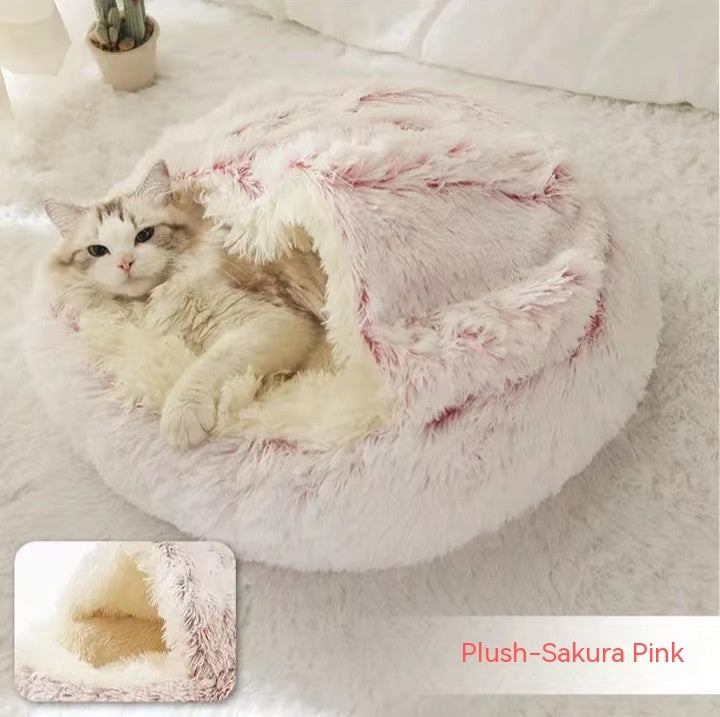 2 In 1 Dog And Cat Bed Pet Winter Bed Round Plush Warm Bed House Soft Long Plush Pets Bed Pet Products - 𝓢𝓱𝓸𝓹𝓵𝓮𝓬𝔂