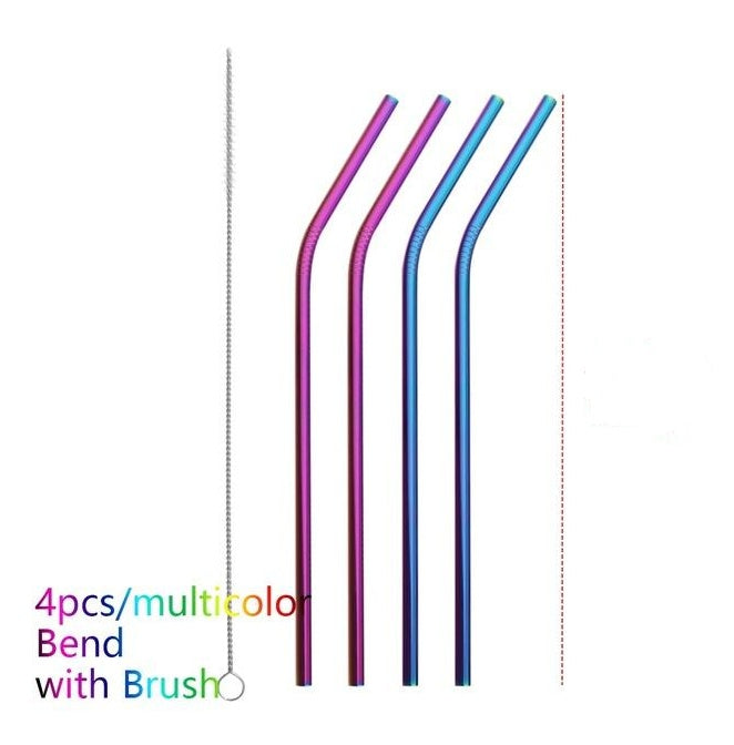 Colourful Reusable Stainless Steel Straws - 𝓢𝓱𝓸𝓹𝓵𝓮𝓬𝔂