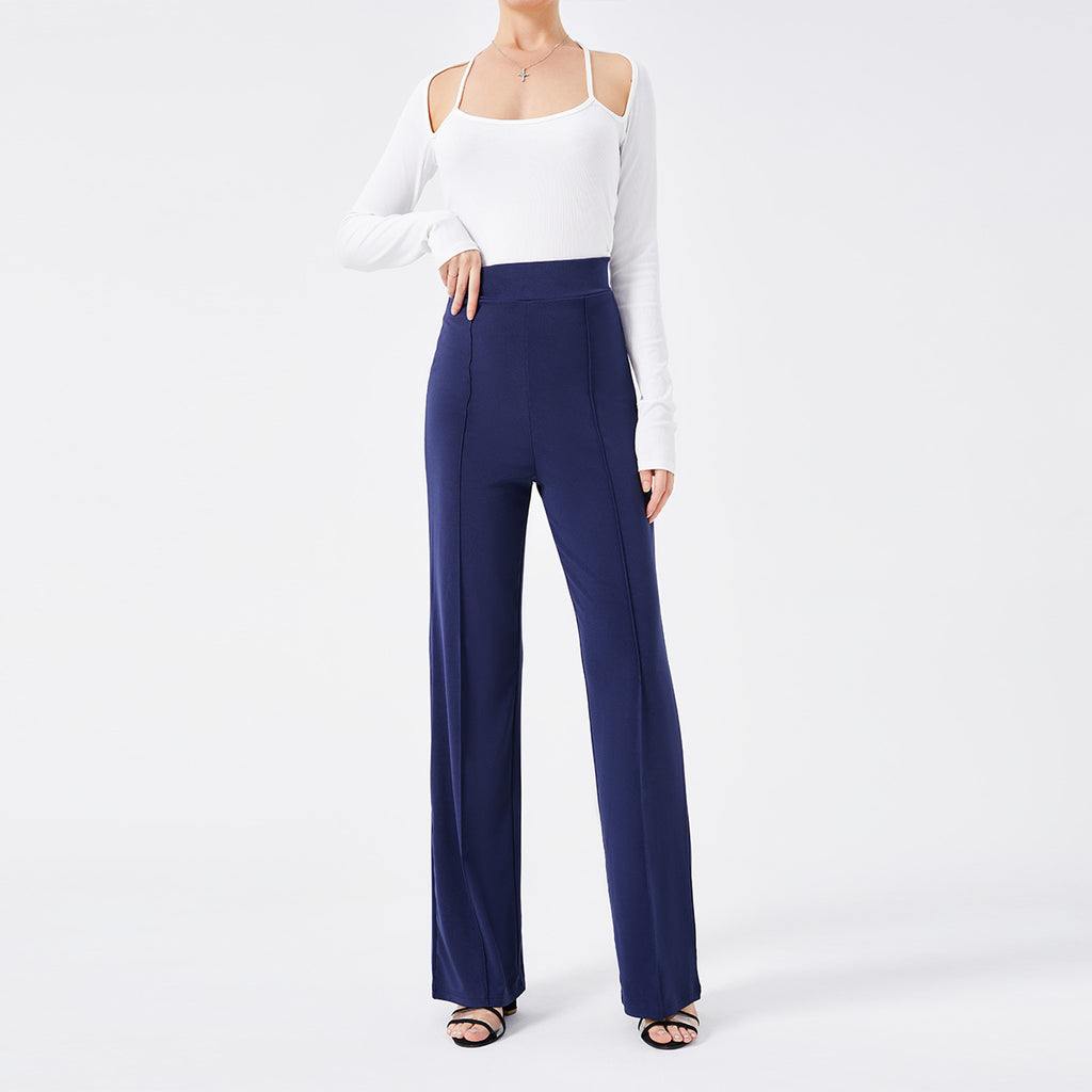 Solid Color Casual Pants Slim, High-waisted Bell Bottoms - 𝓢𝓱𝓸𝓹𝓵𝓮𝓬𝔂