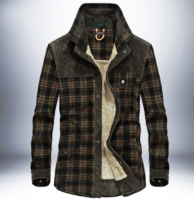 Winter Jacket Men Thicken Warm Fleece Jackets Coats Pure Cotton Plaid Jacket Military Clothes - 𝓢𝓱𝓸𝓹𝓵𝓮𝓬𝔂