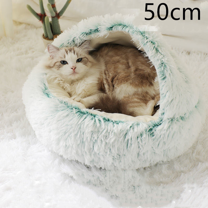 2 In 1 Dog And Cat Bed Pet Winter Bed Round Plush Warm Bed House Soft Long Plush Pets Bed Pet Products - 𝓢𝓱𝓸𝓹𝓵𝓮𝓬𝔂