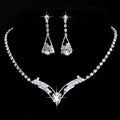 Fashion Korean water drop, bride necklace, earring set, silver plated wedding jewelry 2 sets - 𝓢𝓱𝓸𝓹𝓵𝓮𝓬𝔂
