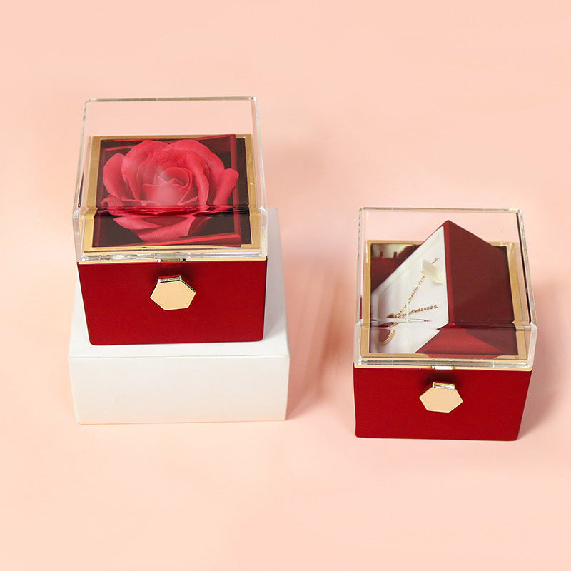 Rotating Soap Flower Rose Gift Box Creative Rotating Rose Jewelry Packaging Box Valentine's Day Gift For Women - 𝓢𝓱𝓸𝓹𝓵𝓮𝓬𝔂