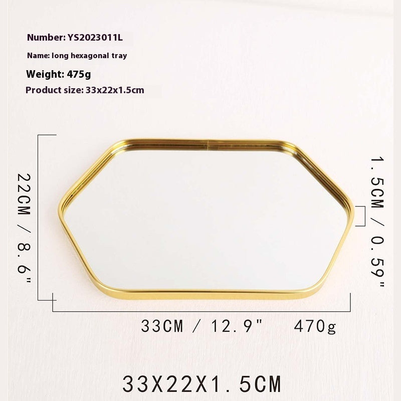 Metallic Glass Mirror Tray Jewelry And Cosmetics Storage Tray - 𝓢𝓱𝓸𝓹𝓵𝓮𝓬𝔂