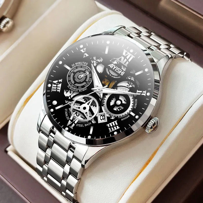 Men's Automatic Non-mechanical Men's Watch Stainless Steel Waterproof - 𝓢𝓱𝓸𝓹𝓵𝓮𝓬𝔂