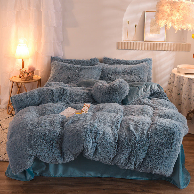Luxury Thick Fleece Duvet Cover Queen King Winter Warm Bed Quilt Cover Pillowcase Fluffy Plush Shaggy Bedclothes Bedding Set Winter Body Keep Warm - 𝓢𝓱𝓸𝓹𝓵𝓮𝓬𝔂