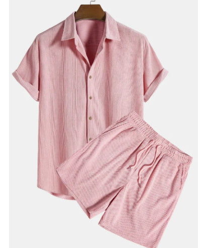 Corduroy Short Sleeve Suit Two Piece - 𝓢𝓱𝓸𝓹𝓵𝓮𝓬𝔂