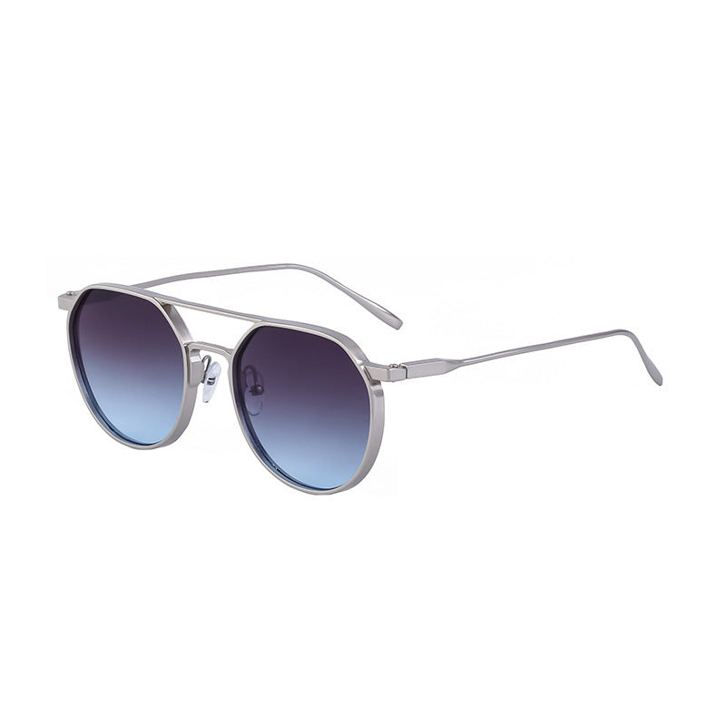 Men's Metal Double Beam Vintage Round Frame Sunglasses - 𝓢𝓱𝓸𝓹𝓵𝓮𝓬𝔂