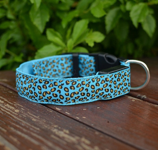 LED Dog Collar Safety Adjustable Nylon Leopard Pet Collar - 𝓢𝓱𝓸𝓹𝓵𝓮𝓬𝔂