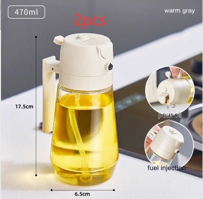 470ML Olive Oil Sprayer Dispenser For Cooking BBQ 2 In 1 Glass Oil Vinegar Soy Sauce Spray Kitchen Oil Bottle For Air Fryer - 𝓢𝓱𝓸𝓹𝓵𝓮𝓬𝔂