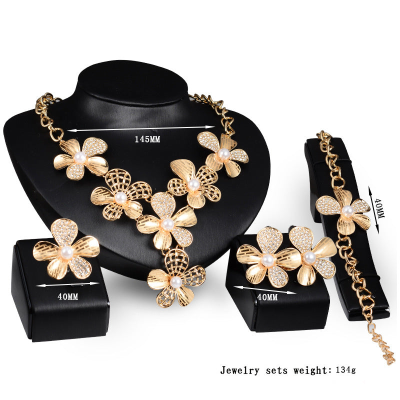 Gold Jewelry Exaggerated Alloy Four-piece Set - 𝓢𝓱𝓸𝓹𝓵𝓮𝓬𝔂