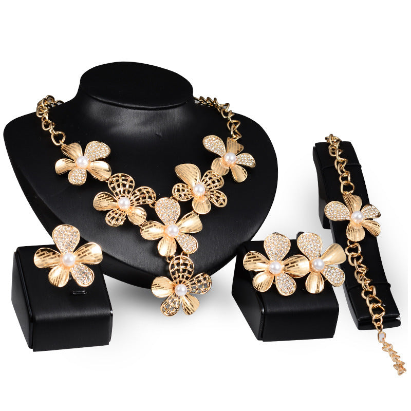 Gold Jewelry Exaggerated Alloy Four-piece Set - 𝓢𝓱𝓸𝓹𝓵𝓮𝓬𝔂