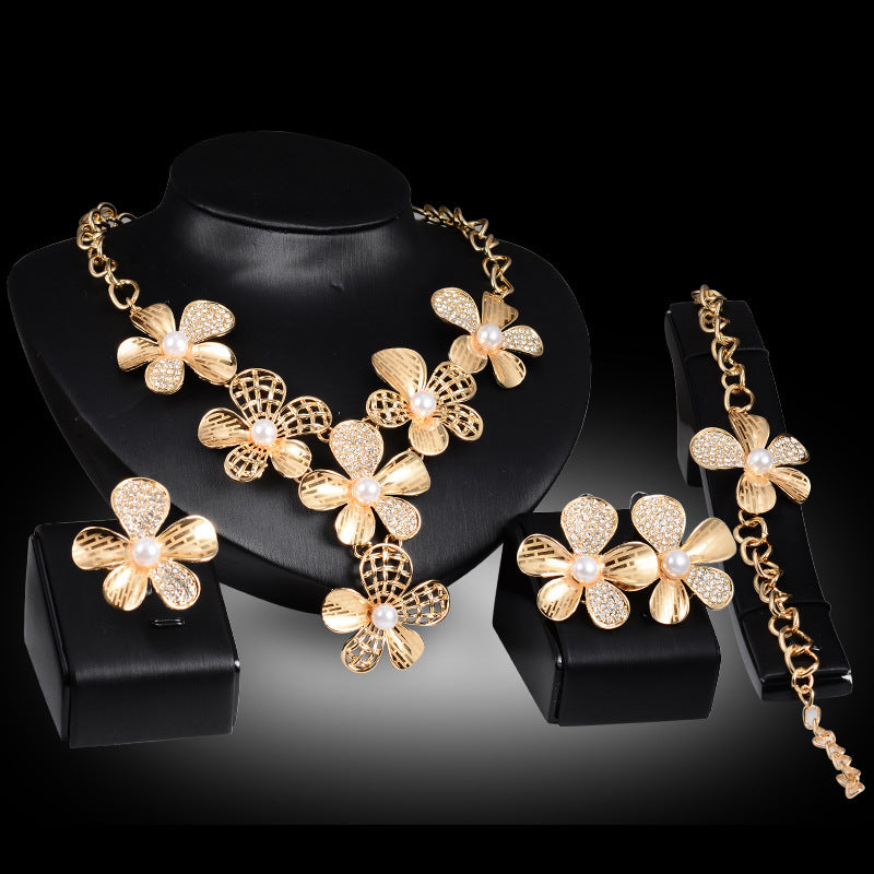 Gold Jewelry Exaggerated Alloy Four-piece Set - 𝓢𝓱𝓸𝓹𝓵𝓮𝓬𝔂