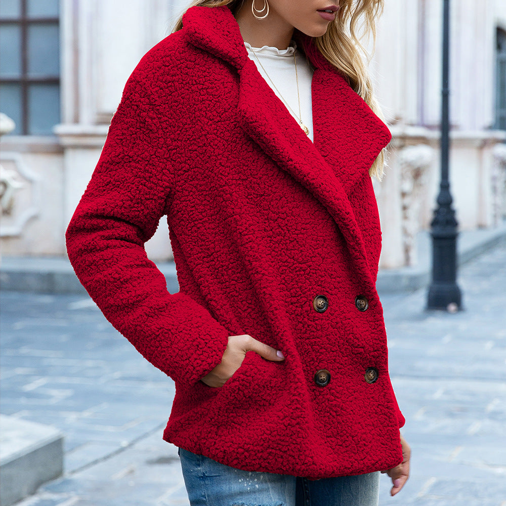 Loose Lapel Fluffy Coat Winter Button Jacket Cardigan Outwear For Women Clothing - 𝓢𝓱𝓸𝓹𝓵𝓮𝓬𝔂