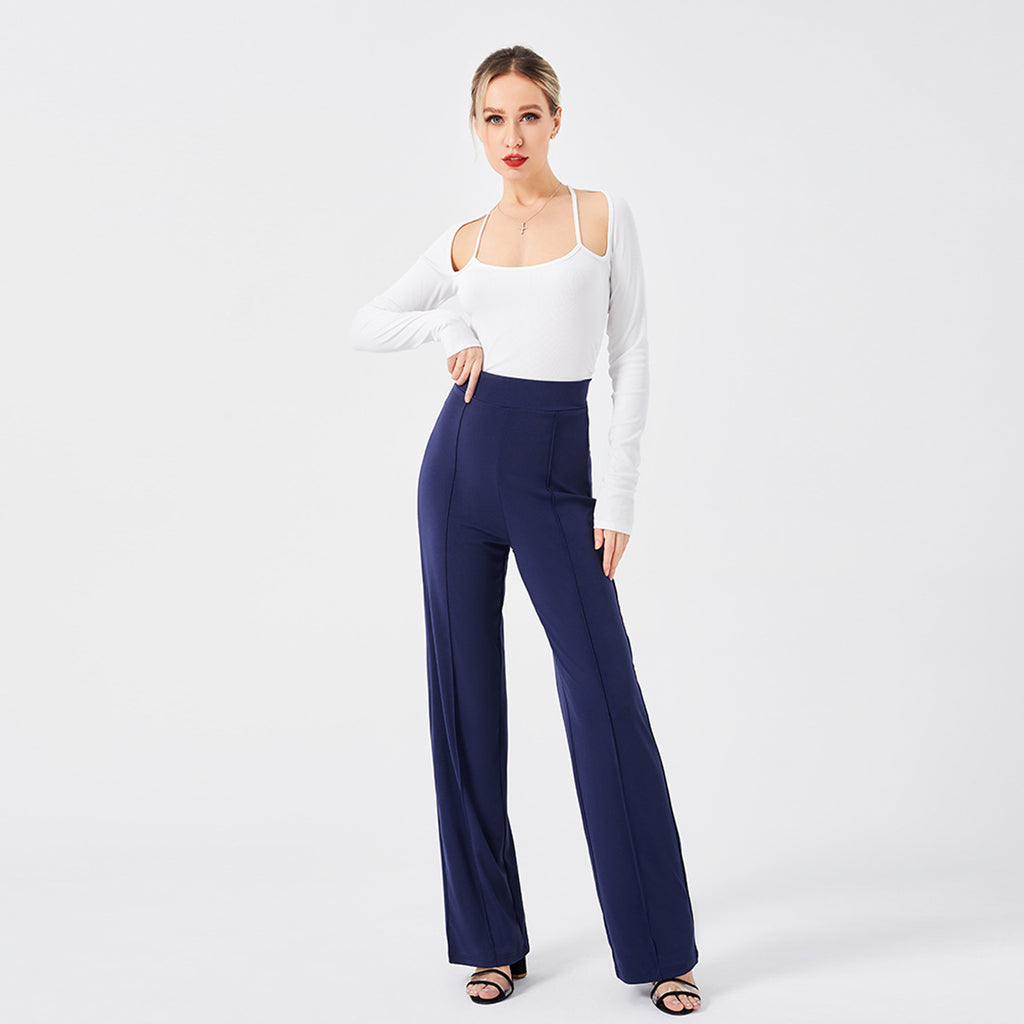Solid Color Casual Pants Slim, High-waisted Bell Bottoms - 𝓢𝓱𝓸𝓹𝓵𝓮𝓬𝔂