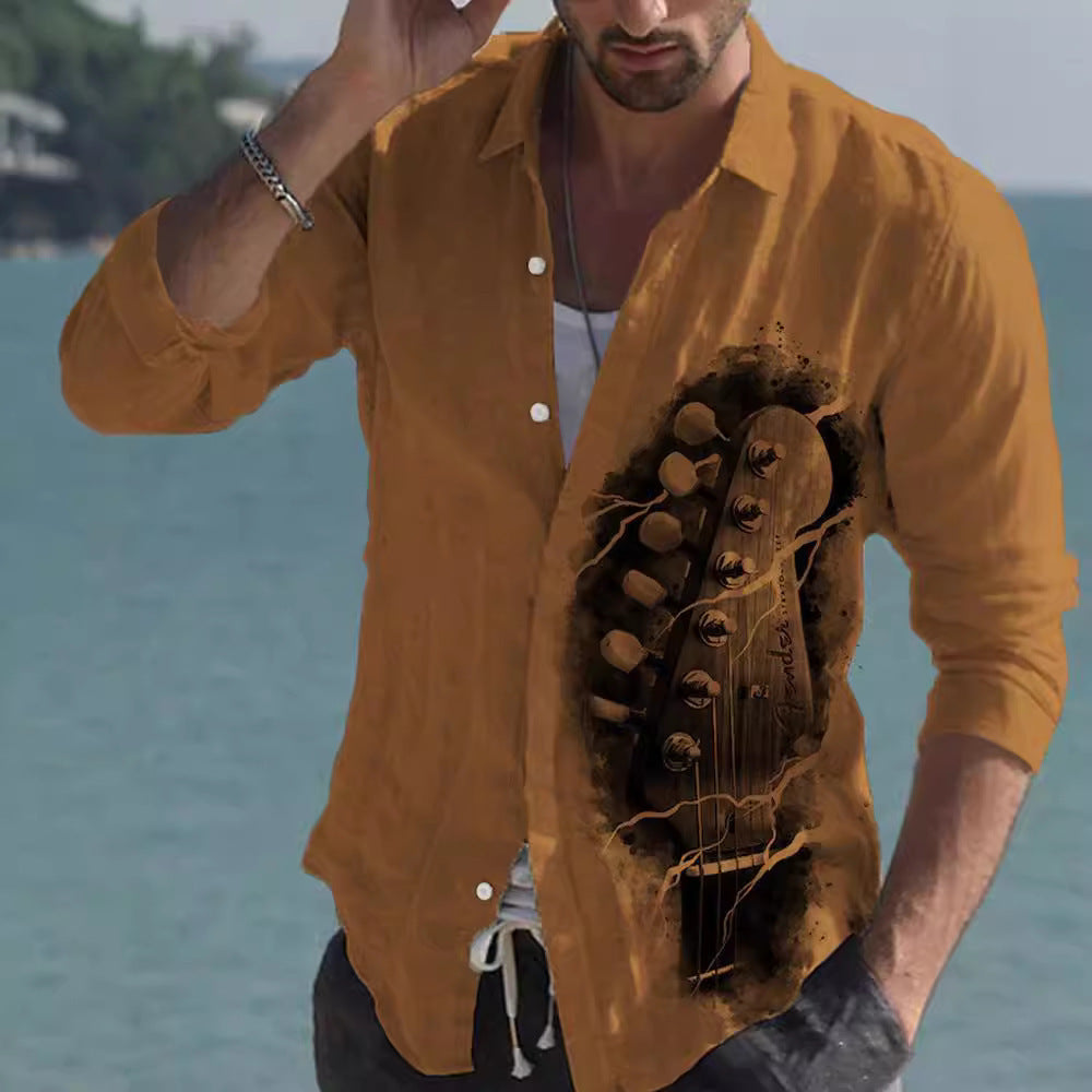 Color Matching Bamboo Linen Printed Men's Shirt - 𝓢𝓱𝓸𝓹𝓵𝓮𝓬𝔂