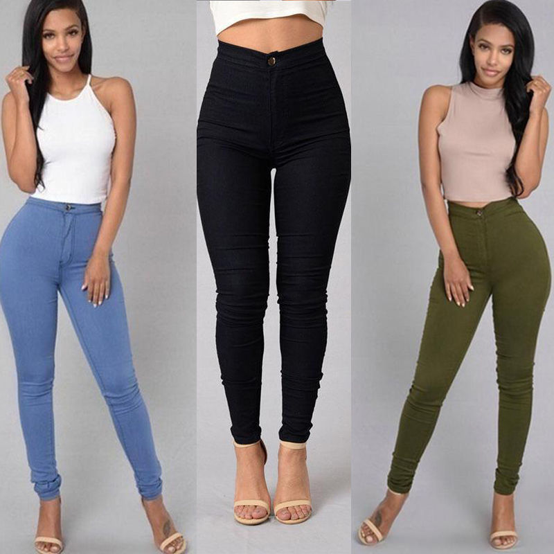 Casual Pants For Women High Waist Stretch Slim Trouser Skinny Candy Color Jeans - 𝓢𝓱𝓸𝓹𝓵𝓮𝓬𝔂