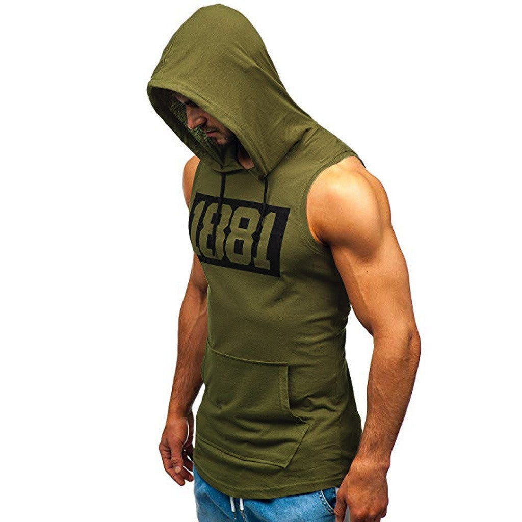 Men's Sleeveless Vest Letter Printed Hoodie Sports Tops - 𝓢𝓱𝓸𝓹𝓵𝓮𝓬𝔂