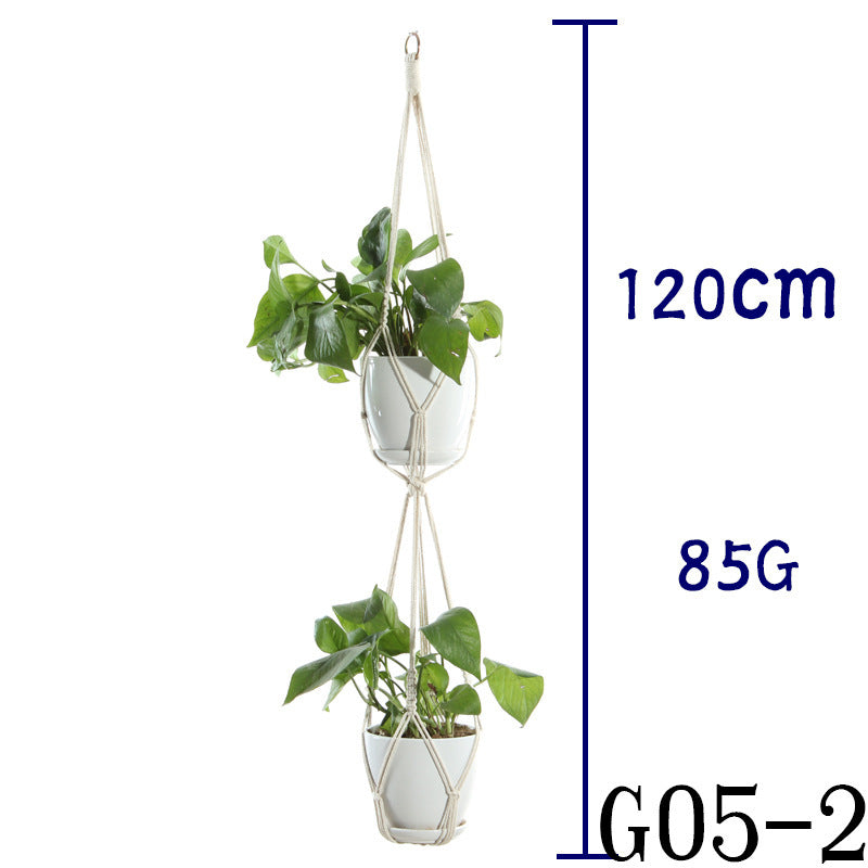 Flower Pot Net Bag Beige Cotton Rope Indoor Plant Hanger Hanging Basket Sling - 𝓢𝓱𝓸𝓹𝓵𝓮𝓬𝔂