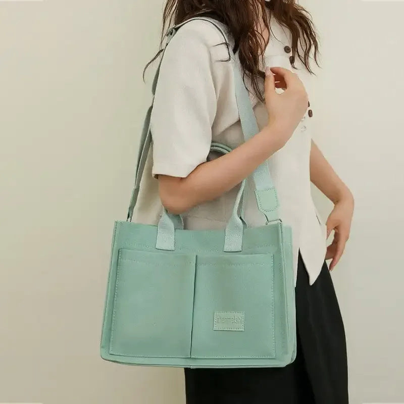 Casual Daily Canvas Tote Shoulder Bags Women Mommy Bag Large Capacity Messenger Multi Pocket Crossbody Chic Reusable Hand Bag - 𝓢𝓱𝓸𝓹𝓵𝓮𝓬𝔂
