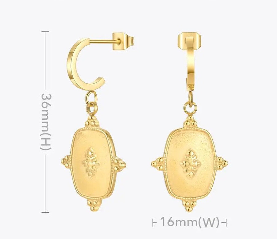 18K Gold Titanium Steel C- Shaped Metal Long Block Earrings - 𝓢𝓱𝓸𝓹𝓵𝓮𝓬𝔂