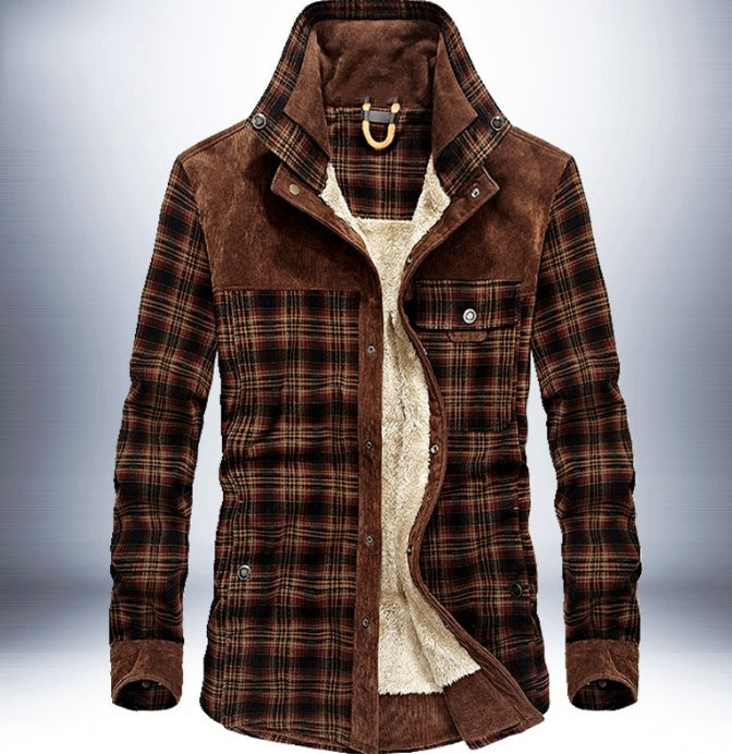 Winter Jacket Men Thicken Warm Fleece Jackets Coats Pure Cotton Plaid Jacket Military Clothes - 𝓢𝓱𝓸𝓹𝓵𝓮𝓬𝔂