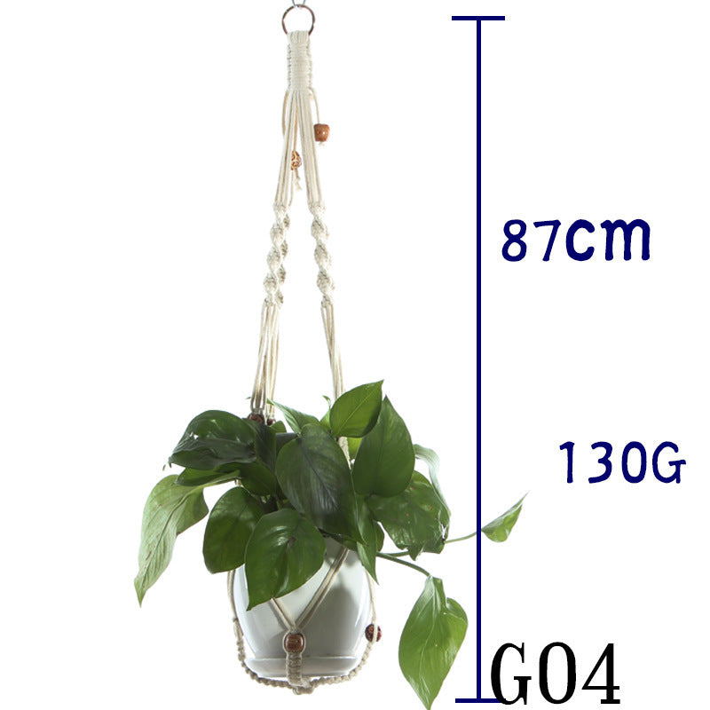 Flower Pot Net Bag Beige Cotton Rope Indoor Plant Hanger Hanging Basket Sling - 𝓢𝓱𝓸𝓹𝓵𝓮𝓬𝔂