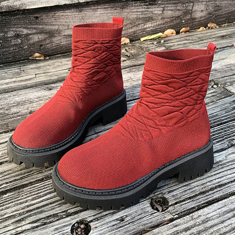 Women's Thick Heel Solid Color Casual And Comfortable Martin Boots - 𝓢𝓱𝓸𝓹𝓵𝓮𝓬𝔂