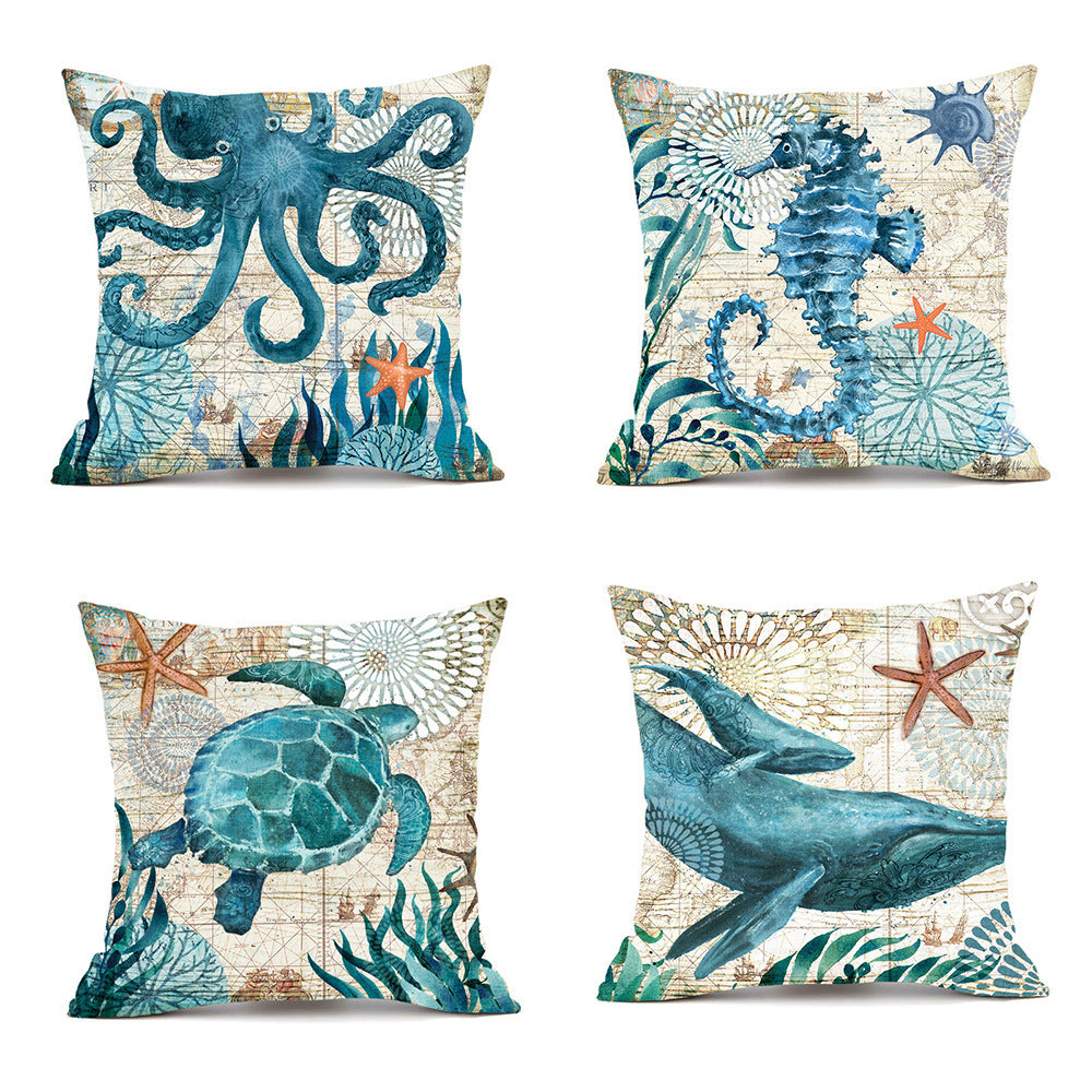 Cushion Covers Sea Turtle Printed Throw Pillow Cases For Home Decor Sofa Chair Seat - 𝓢𝓱𝓸𝓹𝓵𝓮𝓬𝔂