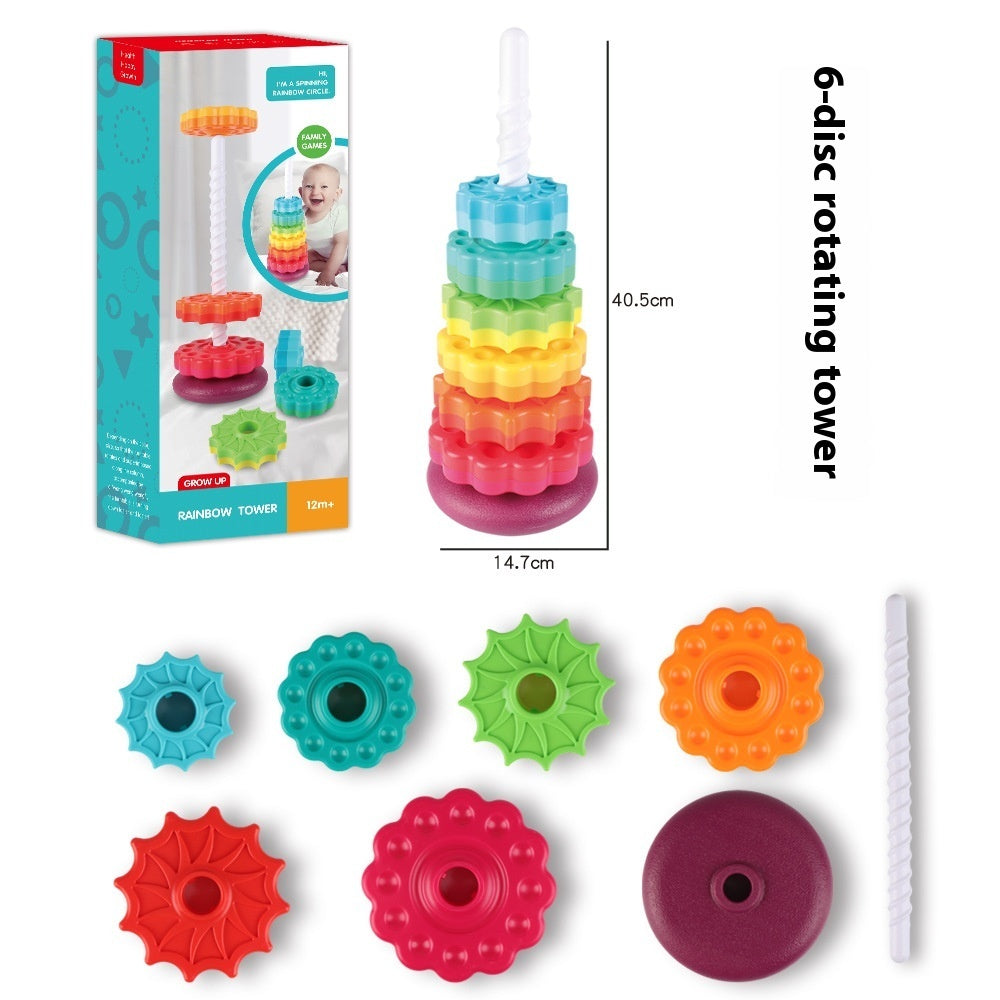 Rainbow Rotating Tower Toy Baby Early Education Intellectual Development Intelligence Ferrule - 𝓢𝓱𝓸𝓹𝓵𝓮𝓬𝔂