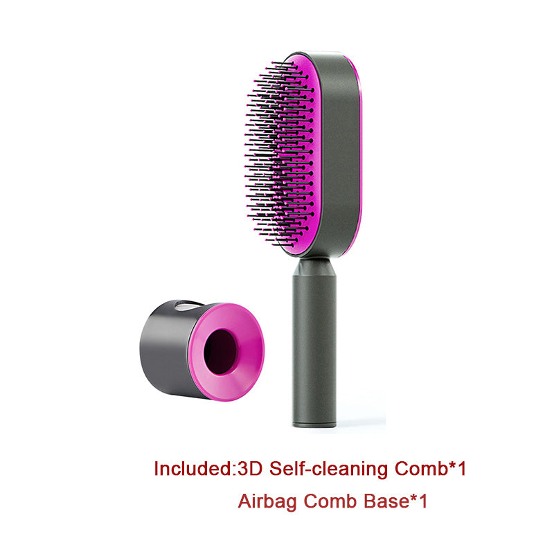 Self Cleaning Hair Brush For Women One-key Cleaning Hair Loss Airbag Massage Scalp Comb Anti-Static Hairbrush - 𝓢𝓱𝓸𝓹𝓵𝓮𝓬𝔂