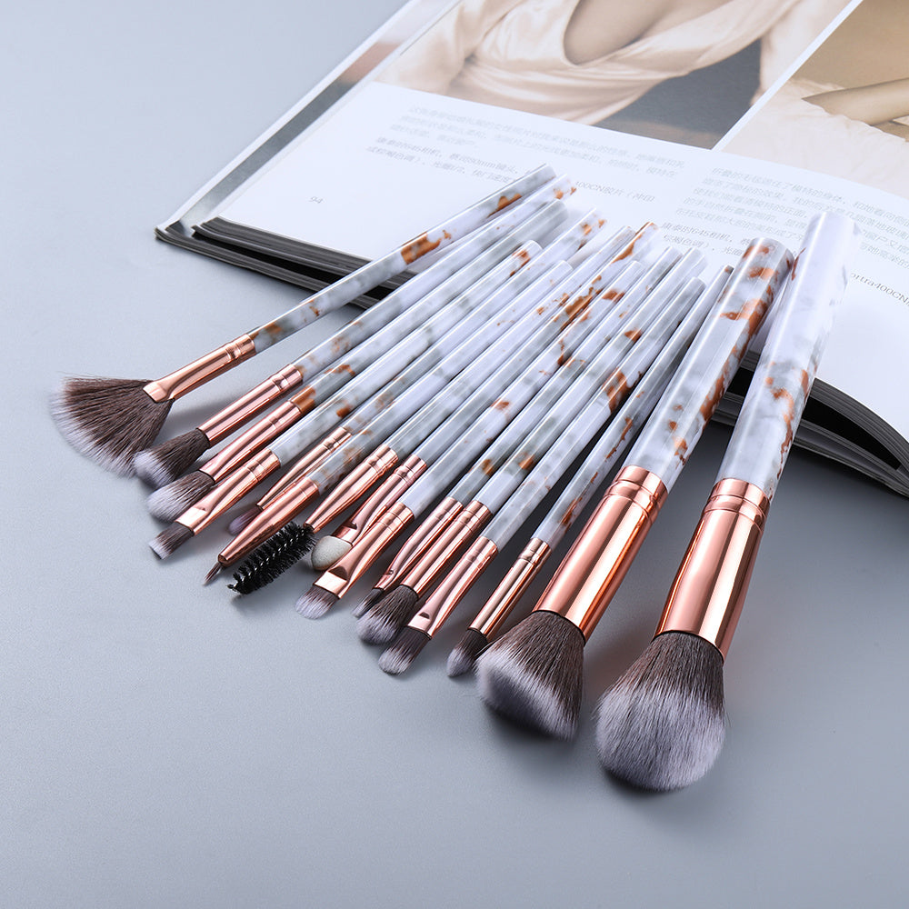 15 Marbled Design Makeup Brushes Set - 𝓢𝓱𝓸𝓹𝓵𝓮𝓬𝔂