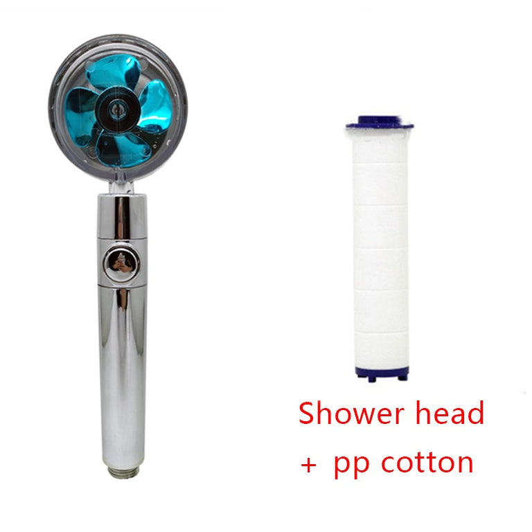 Shower Head Water Saving Flow 360 Degrees Rotating With Small Fan ABS Rain High Pressure Spray Nozzle Bathroom Accessories - 𝓢𝓱𝓸𝓹𝓵𝓮𝓬𝔂