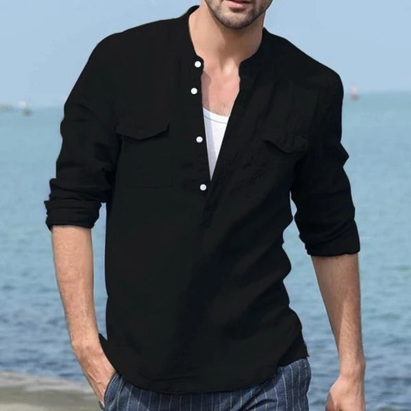 Long sleeve shirt men cotton shirt - 𝓢𝓱𝓸𝓹𝓵𝓮𝓬𝔂