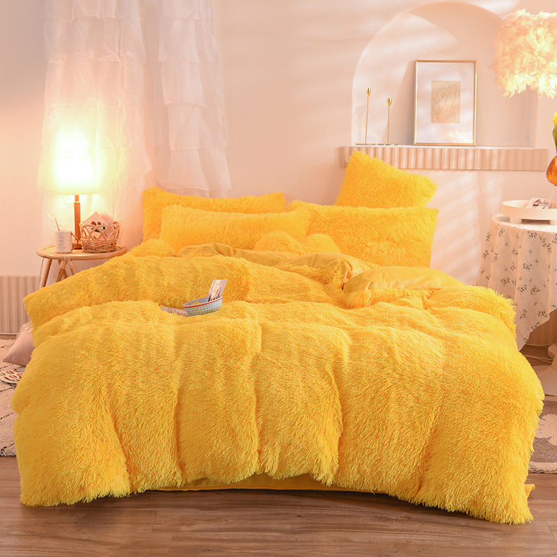 Luxury Thick Fleece Duvet Cover Queen King Winter Warm Bed Quilt Cover Pillowcase Fluffy Plush Shaggy Bedclothes Bedding Set Winter Body Keep Warm - 𝓢𝓱𝓸𝓹𝓵𝓮𝓬𝔂