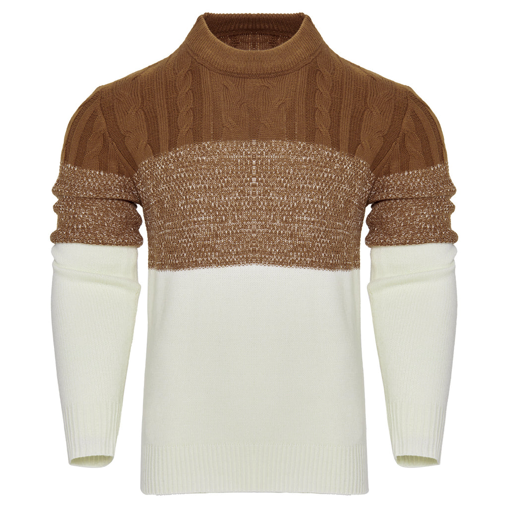 Men's Casual Color Block Long Sleeve Cable Knit Pullover Sweater - 𝓢𝓱𝓸𝓹𝓵𝓮𝓬𝔂