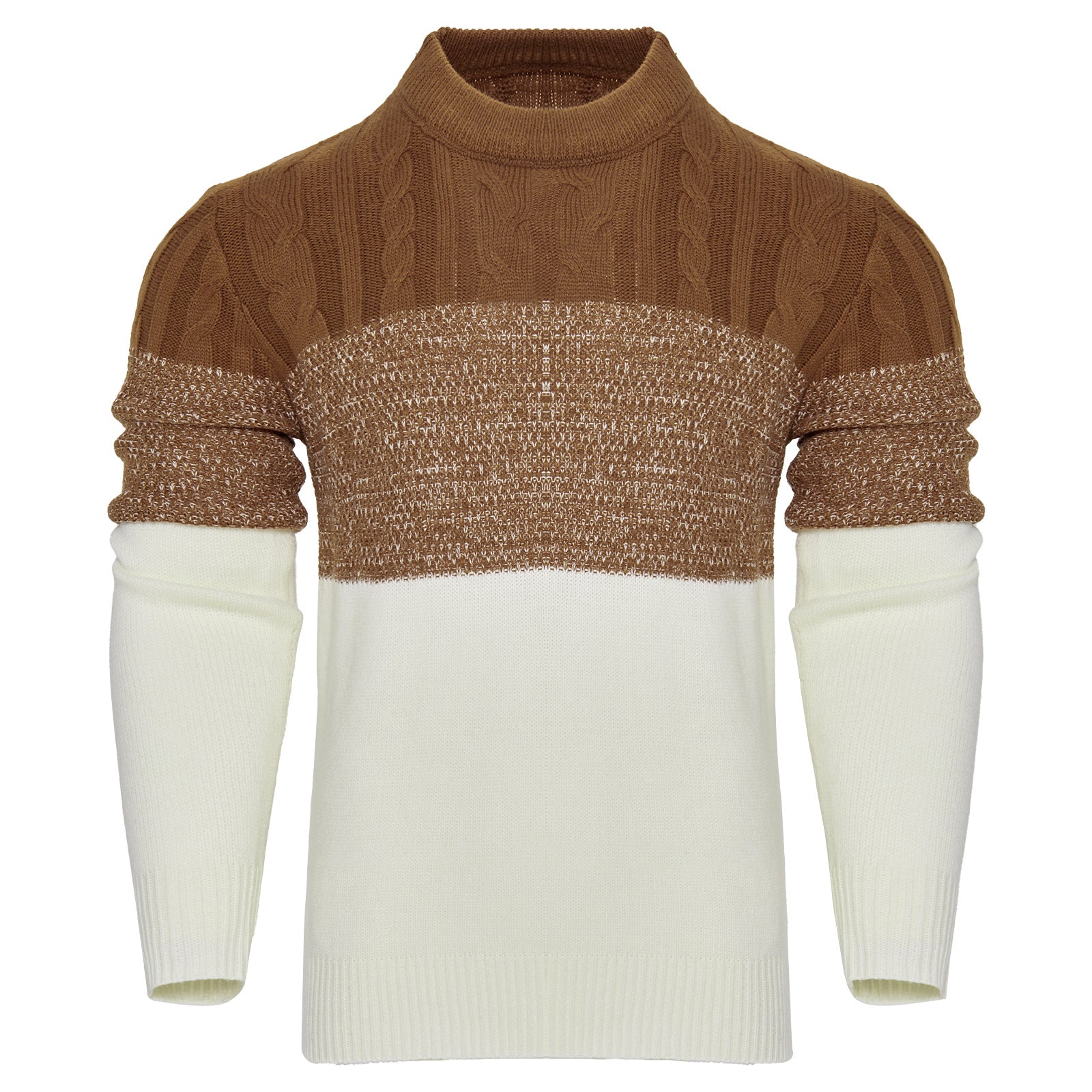 Men's Casual Color Block Long Sleeve Cable Knit Pullover Sweater - 𝓢𝓱𝓸𝓹𝓵𝓮𝓬𝔂