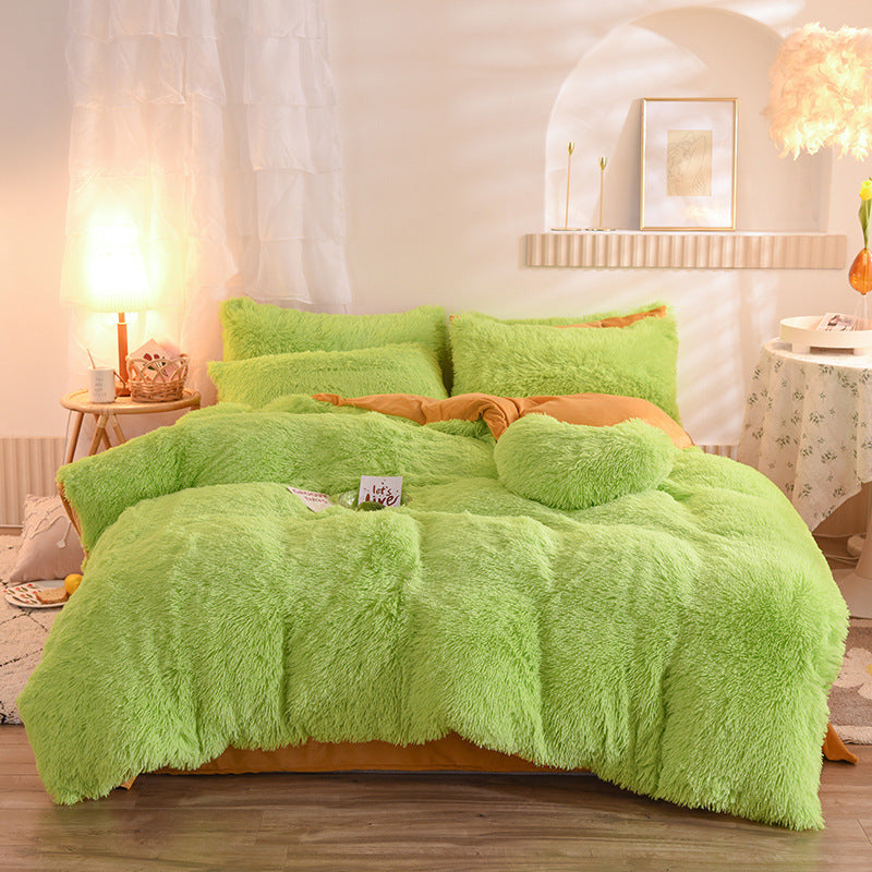 Luxury Thick Fleece Duvet Cover Queen King Winter Warm Bed Quilt Cover Pillowcase Fluffy Plush Shaggy Bedclothes Bedding Set Winter Body Keep Warm - 𝓢𝓱𝓸𝓹𝓵𝓮𝓬𝔂