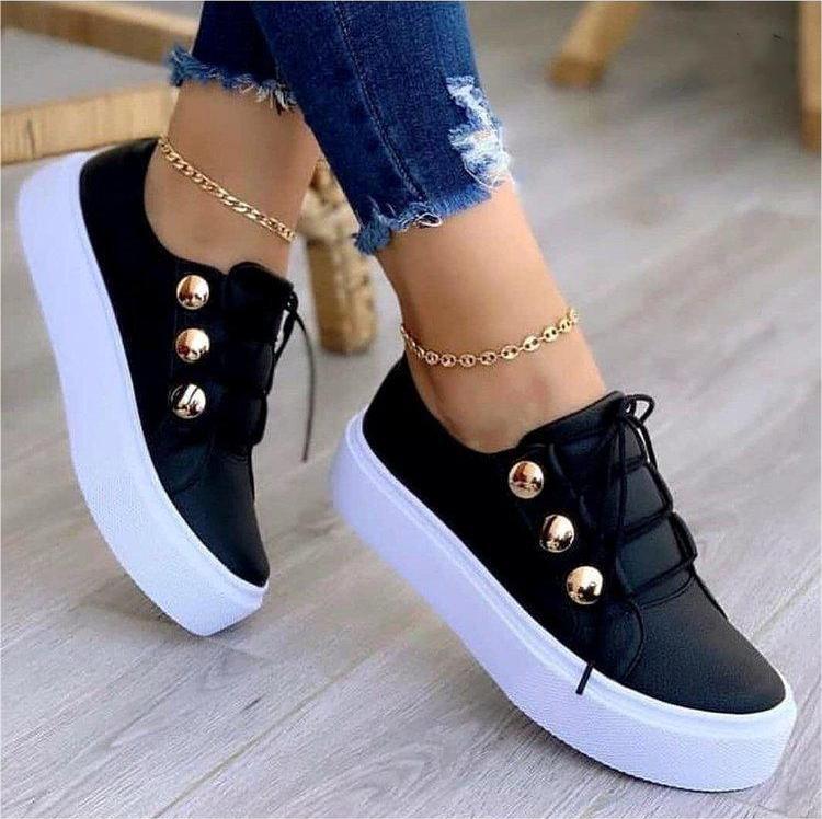 Lace-up Flats Sneakers Women Rivet Casual Shoes - 𝓢𝓱𝓸𝓹𝓵𝓮𝓬𝔂