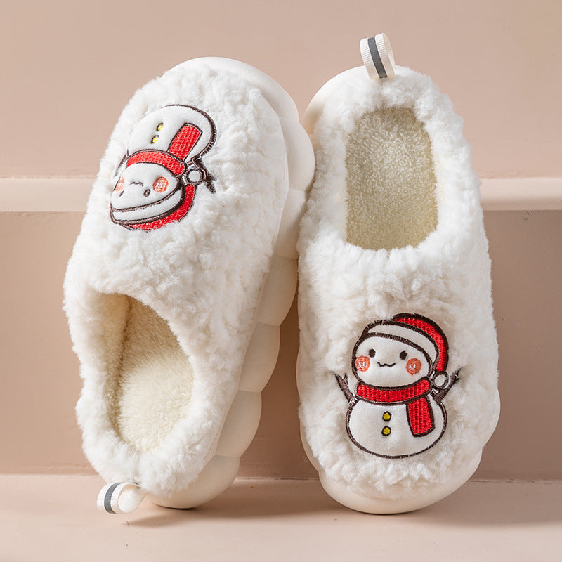 Cute Snowman Slippers Winter Indoor Household Warm Plush Thick-Soled Anti-slip Couple Home Slipper Soft Floor Bedroom House Shoes - 𝓢𝓱𝓸𝓹𝓵𝓮𝓬𝔂