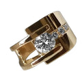 18K Gold-plated Semi-hollow Glossy Inlaid Zircon Personality Ring