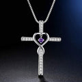Infinity Love God We Trust Christian Cross Birthstone Crystal Pendant Necklace Colour Gems Zircon Heart Necklace Women Jewelry - 𝓢𝓱𝓸𝓹𝓵𝓮𝓬𝔂