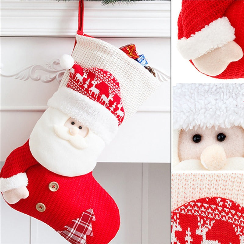 Large Red White Knitted Christmas Stocking Santa Claus Fireplace Decor Socks Xmas Gift Bags Candy Holder Decor For Home - 𝓢𝓱𝓸𝓹𝓵𝓮𝓬𝔂