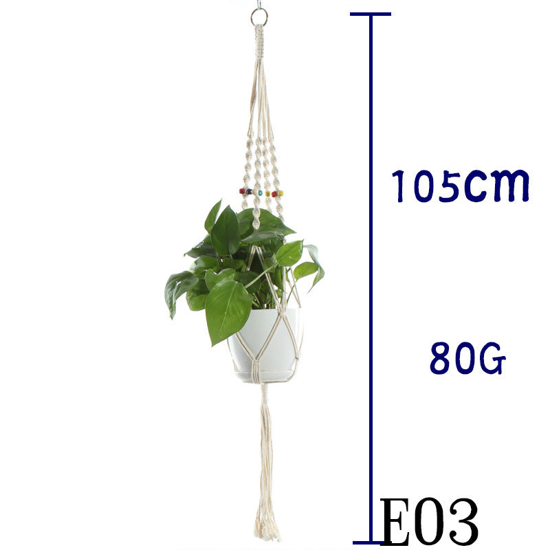 Flower Pot Net Bag Beige Cotton Rope Indoor Plant Hanger Hanging Basket Sling - 𝓢𝓱𝓸𝓹𝓵𝓮𝓬𝔂