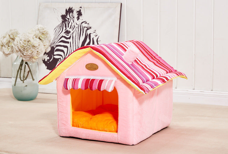 New Fashion Striped Removable Cover Mat Dog House Dog Beds For Small Medium Dogs Pet Products House Pet Beds for Cat - 𝓢𝓱𝓸𝓹𝓵𝓮𝓬𝔂
