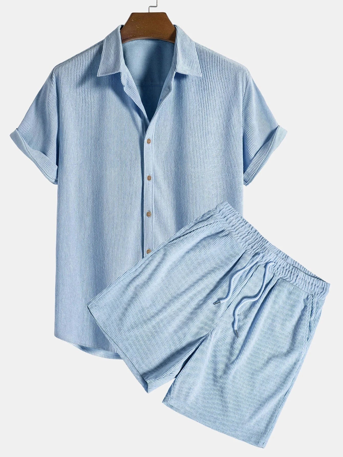 Corduroy Short Sleeve Suit Two Piece - 𝓢𝓱𝓸𝓹𝓵𝓮𝓬𝔂