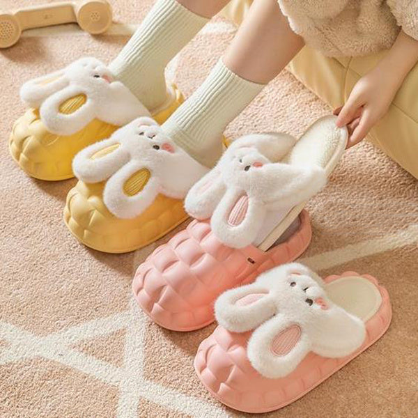 Cute Rabbit Shoes Winter Fuzzy Slippers Women Detachable Washable House Shoes - 𝓢𝓱𝓸𝓹𝓵𝓮𝓬𝔂