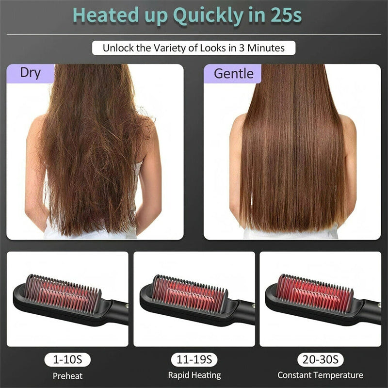New 2 In 1 Hair Straightener Hot Comb Negative Ion Curling Tong Dual-purpose Electric Hair Brush - 𝓢𝓱𝓸𝓹𝓵𝓮𝓬𝔂