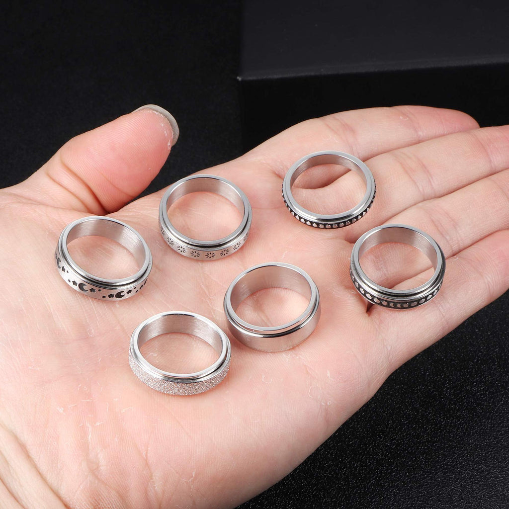 Stainless Steel Rotatable Spinner Ring Moon Stars Relieve Anxiety Rings - 𝓢𝓱𝓸𝓹𝓵𝓮𝓬𝔂